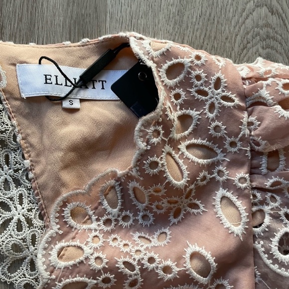 elliatt lycurgus blush pink lace embroidered long sleeve mini dress size small - Picture 4 of 4